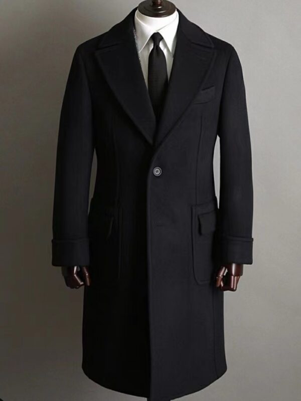 Men's Double Breasted Medium Length Pure Cashmere Coat - Image 2