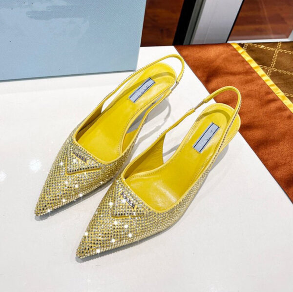 Women's Triangle  Pointed Rhinestone Cat Heel Sandals - Image 4