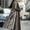 Women's waist leather down jacket - Image 4