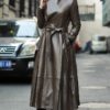 Women's waist leather down jacket - Image 3