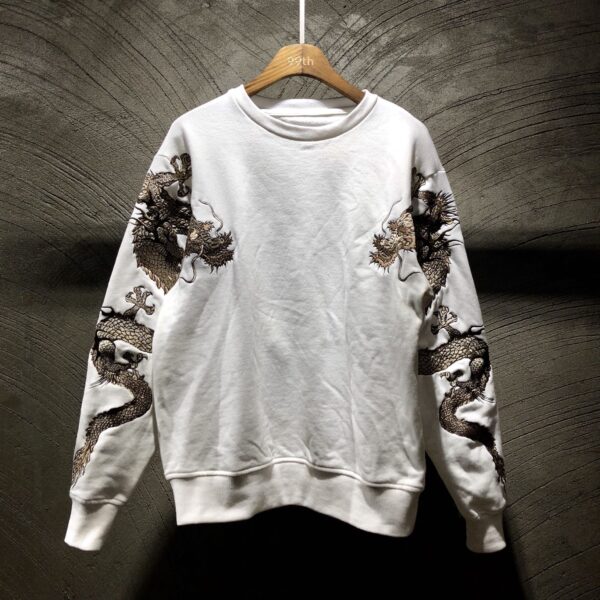 Men's embroidered crew neck sweatshirt with double arms - Image 9