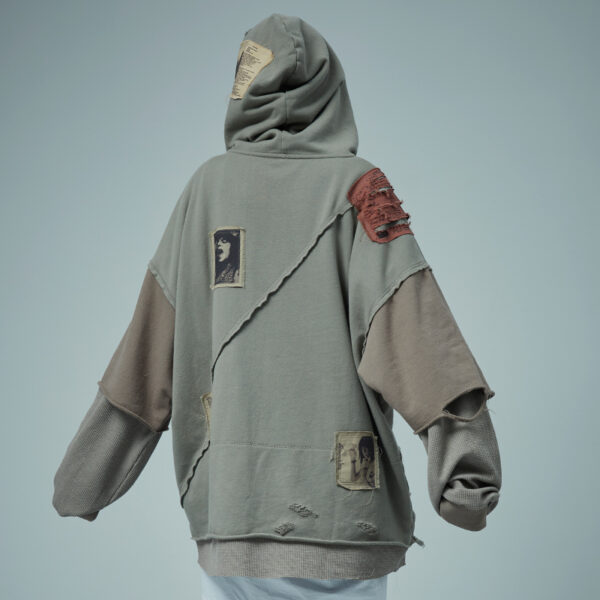Stitching fake two patch destruction sweater - Image 2