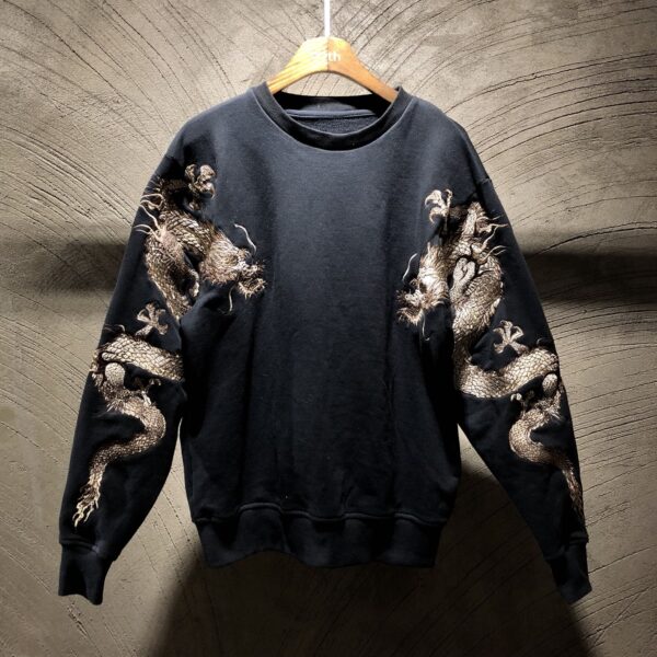 Men's embroidered crew neck sweatshirt with double arms - Image 8