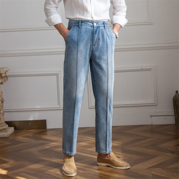 Thin Breathable Vintage Denim Straight Leg Lounge Pants - Image 4