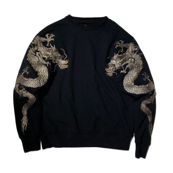 Men's embroidered crew neck sweatshirt with double arms