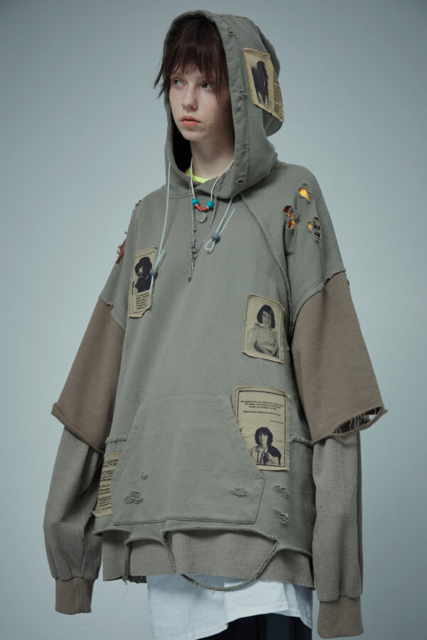 Stitching fake two patch destruction sweater - Image 5