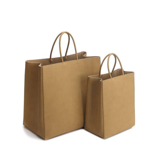 Kraft Paper Bag Leather Handbag - Image 3