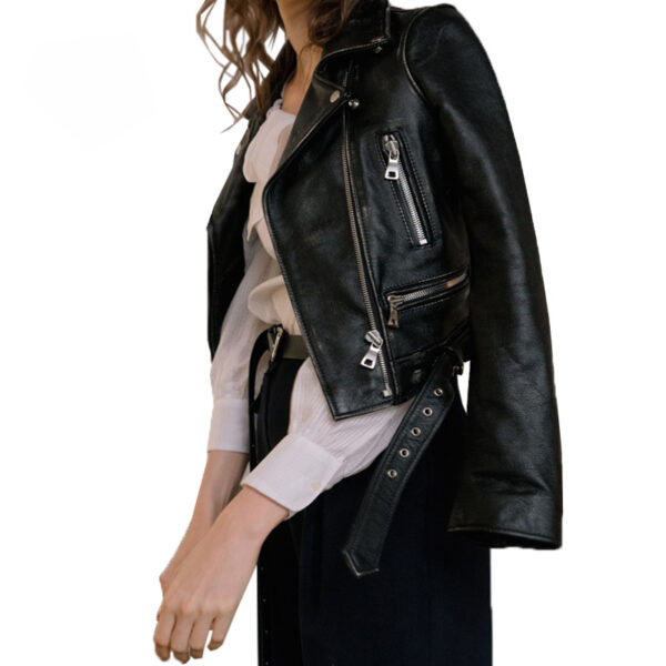 Women's leather short jacket - Image 5
