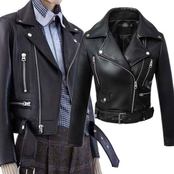 Women's leather short jacket - Image 3
