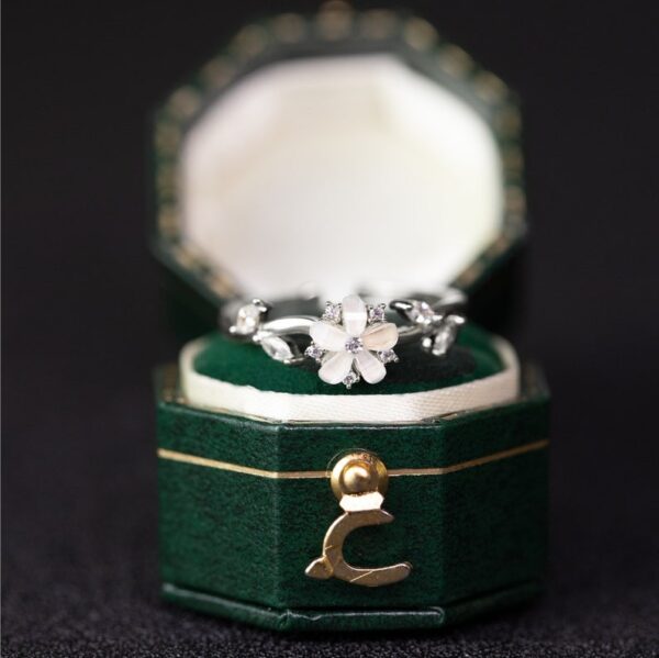 Floral Wedding Band For Women 18K 14K Gold Diamond Ring - Image 9