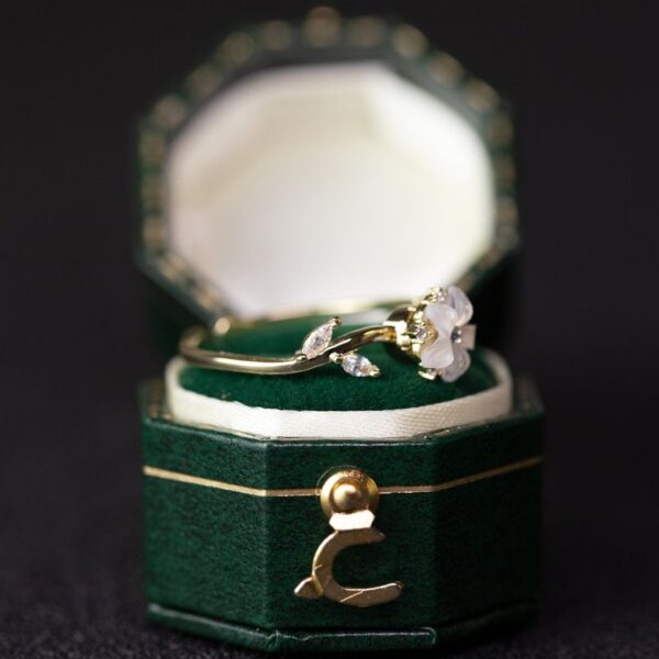 Floral Wedding Band For Women 18K 14K Gold Diamond Ring - Image 4