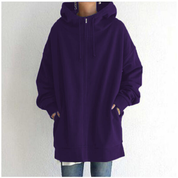 Women's Fuzzy Hoodies Long Sport Pullover Hoodie Full-Zip Hoodie Sweatshirt - Image 5