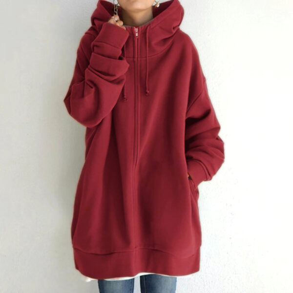 Women's Fuzzy Hoodies Long Sport Pullover Hoodie Full-Zip Hoodie Sweatshirt - Image 4