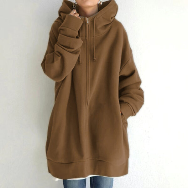 Women's Fuzzy Hoodies Long Sport Pullover Hoodie Full-Zip Hoodie Sweatshirt - Image 9