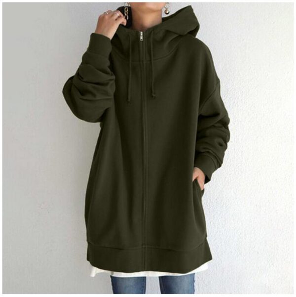 Women's Fuzzy Hoodies Long Sport Pullover Hoodie Full-Zip Hoodie Sweatshirt - Image 8