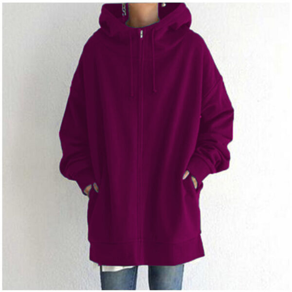 Women's Fuzzy Hoodies Long Sport Pullover Hoodie Full-Zip Hoodie Sweatshirt - Image 10