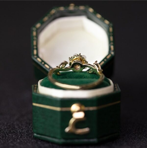 Floral Wedding Band For Women 18K 14K Gold Diamond Ring - Image 2