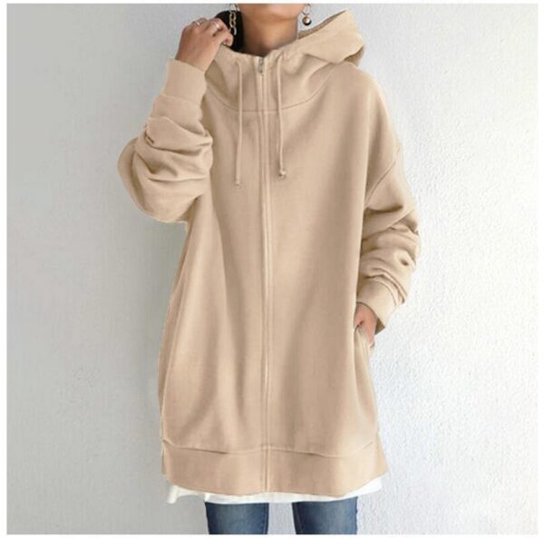 Women's Fuzzy Hoodies Long Sport Pullover Hoodie Full-Zip Hoodie Sweatshirt - Image 3