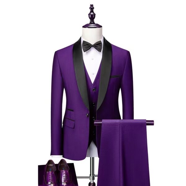 Men 3 Pieces Suit Set Men Wedding Suits Groom Tuxedos - Image 3