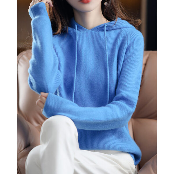 Hooded Cashmere Sweater Women's Pullover Loose Short Hooded Sweater - Image 6