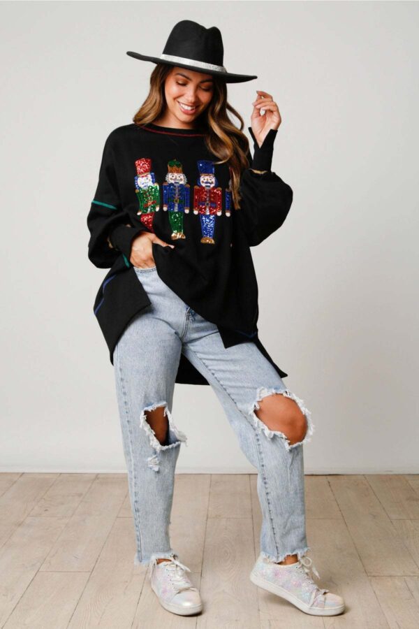 Women's Christmas Sequined Padded Top Long-sleeved Sweater - Image 6