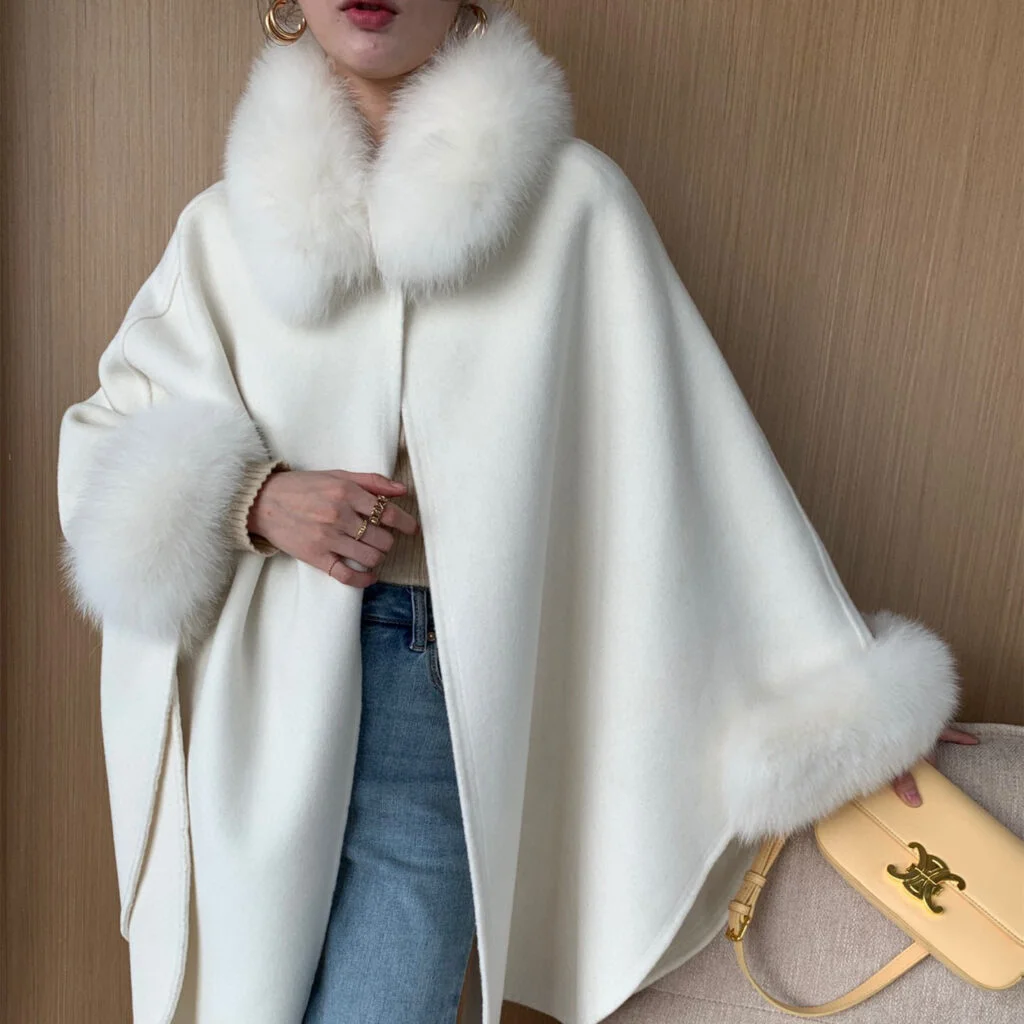 Women white fur coat
