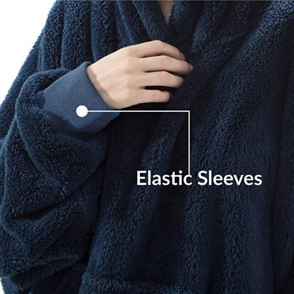 Hoodie Sweatshirt With Big Pocket Tops Sweater Comfortable Loose Double-Sided Fleece Thicker Wearable Blanket - Image 2