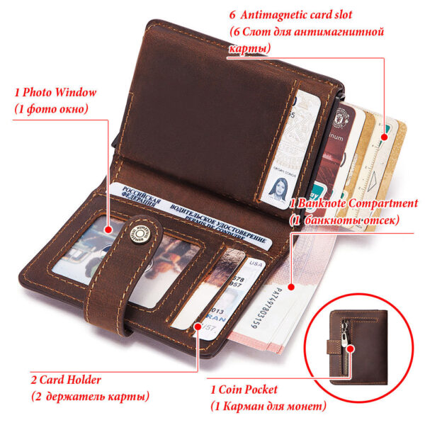 Vintage Zipper Leather Card Holder - Image 5