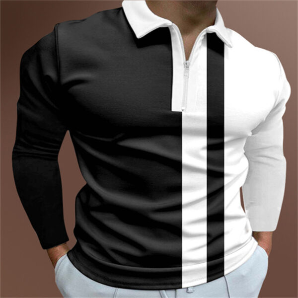 Men's POLO Shirt Striped Printed Short Sleeve T-Shirt Lapel Shirt - Image 7