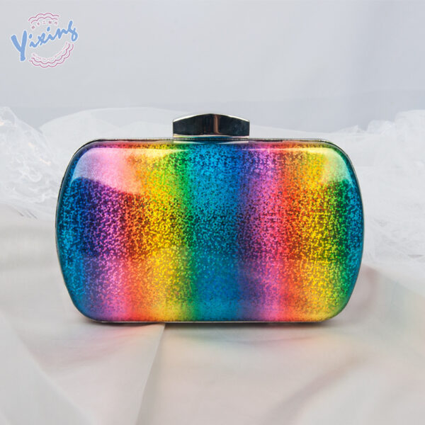 Summer Versatile Rainbow Color Dinner Bag Laser Pu Clutch Gradient Color Women's Bag - Image 6