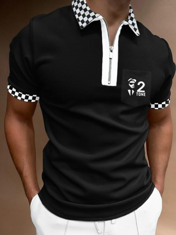 Men's POLO Shirt Striped Printed Short Sleeve T-Shirt Lapel Shirt - Image 8