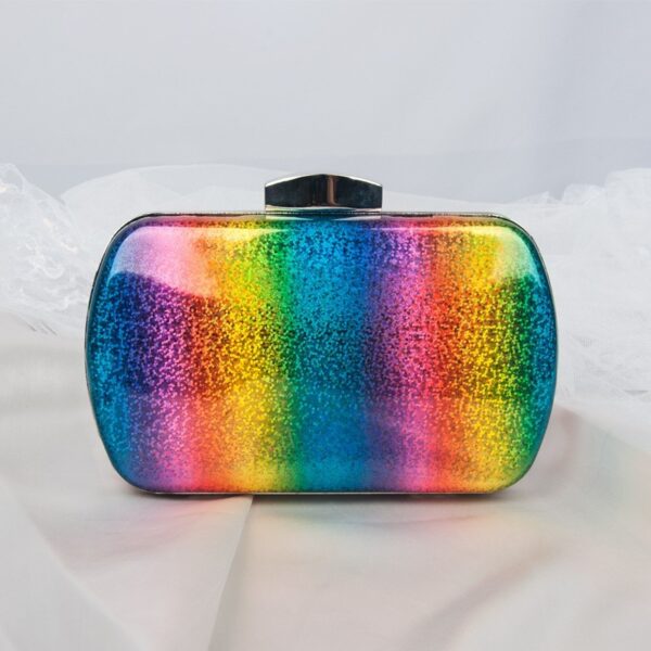 Summer Versatile Rainbow Color Dinner Bag Laser Pu Clutch Gradient Color Women's Bag - Image 8