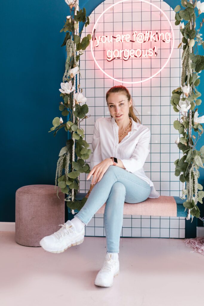 White shirt paired with denim pants