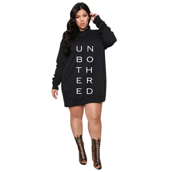 Plus Size Dresses for Women Letter Print Hoodie Casual Loose Mini Dress Sweat Suits Spring Clothes - Image 3