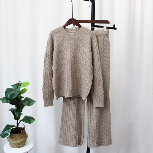 Sweater Pullover Plus Knitted Wide-legged Pants Two-piece Set - Image 5