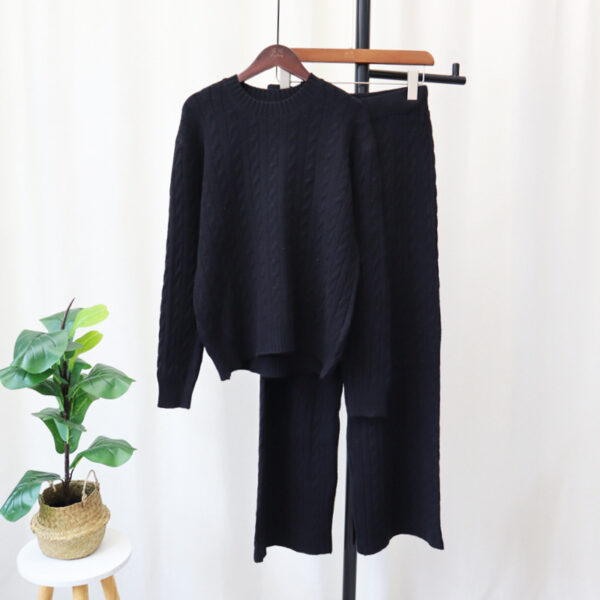 Sweater Pullover Plus Knitted Wide-legged Pants Two-piece Set - Image 7