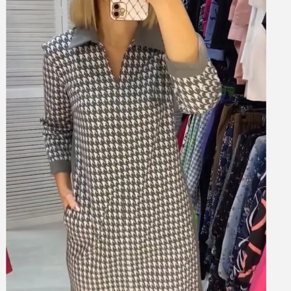 Fashion Floral Print Slim Fit V-neck Long-sleeve Dress Women's Clothing - Image 7