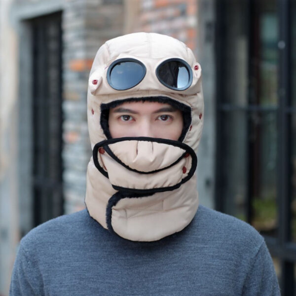 Winter Fleece Cap for Hiking Skiing Windproof Outdoor Sports Hat Fluff Thermal Trapper Hat with Goggles - Image 2