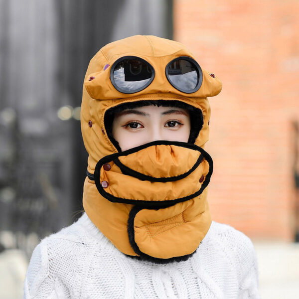 Winter Fleece Cap for Hiking Skiing Windproof Outdoor Sports Hat Fluff Thermal Trapper Hat with Goggles - Image 8