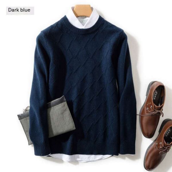 Winter Men's Round Neck Loose Wool Sweater - Image 7