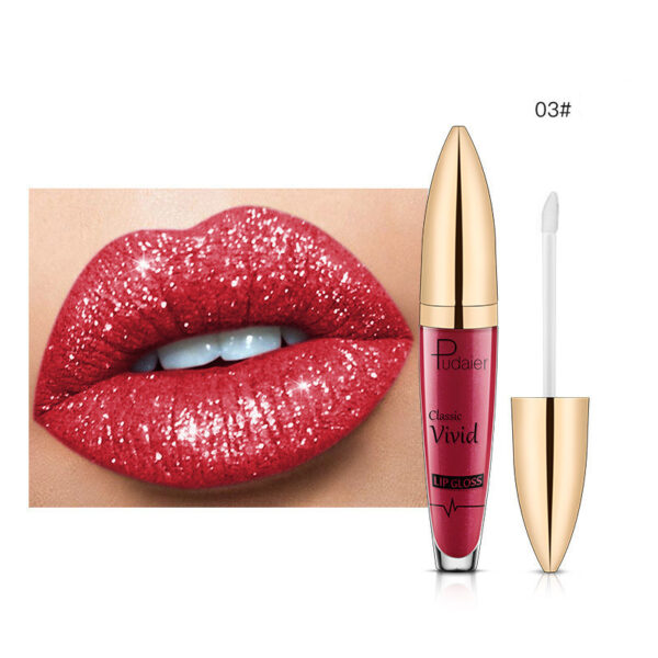 Pudaier Sip Glitter Flip Matte Shimmer Lip Gloss No Stain On Cup Diamond Lipstick - Image 3