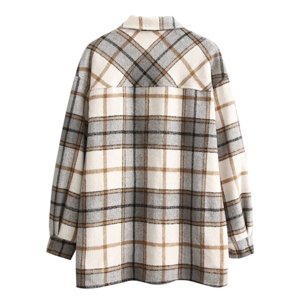 Boyfriend Style Large Plaid Woolen Shirt - Image 3