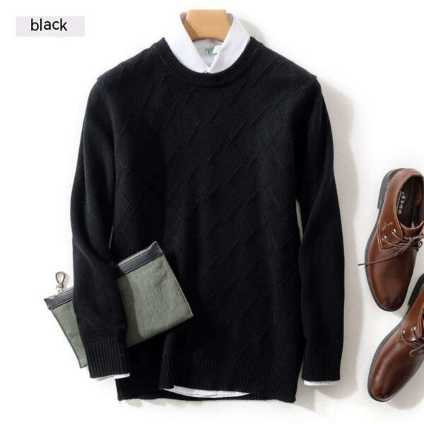 Winter Men's Round Neck Loose Wool Sweater - Image 6