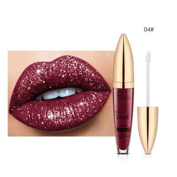 Pudaier Sip Glitter Flip Matte Shimmer Lip Gloss No Stain On Cup Diamond Lipstick - Image 4