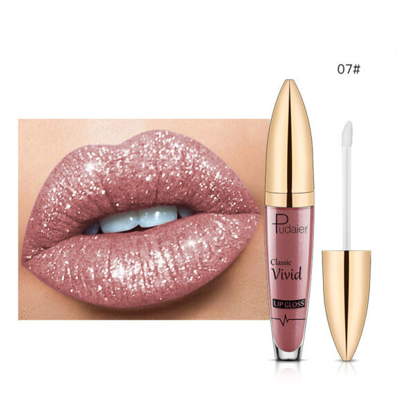 Pudaier Sip Glitter Flip Matte Shimmer Lip Gloss No Stain On Cup Diamond Lipstick - Image 7