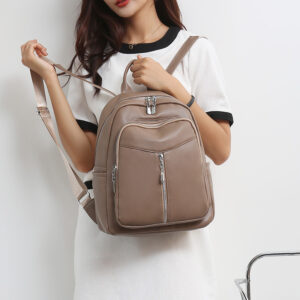 Women's Backpack Pure Color PU Leather Simple Everything Casual