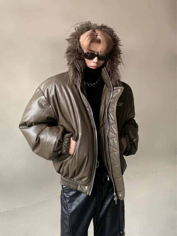 Double Layered Collar Patchwork Thickened Warm Jacket - Image 2