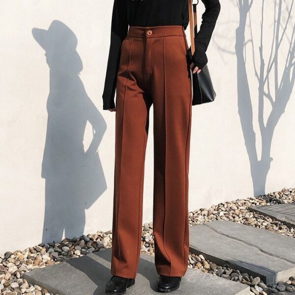 High-waist straight-leg woolen pants - Image 3