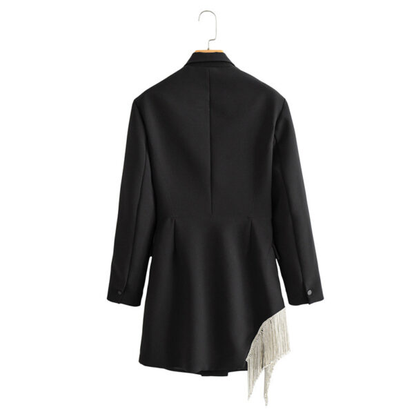 ZA Women Fashion Double-breasted Blazers Coat Vintage Long Sleeves Female Black Slim Tassel Drill Decoration Chic Outerwear - Image 3