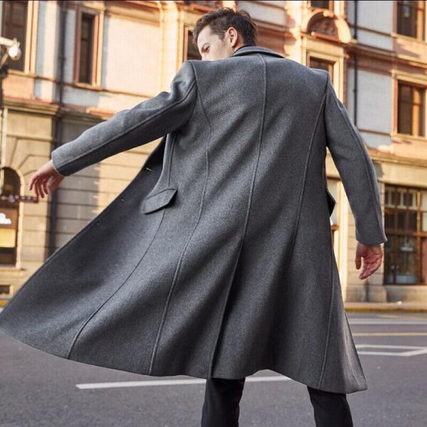 Men's long trench coat woolen coat - Image 2